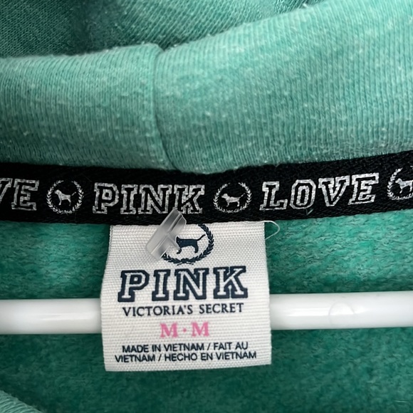 Victorias Secret Pink distressed green hoodie size M cotton/poly blend - Picture 4 of 5